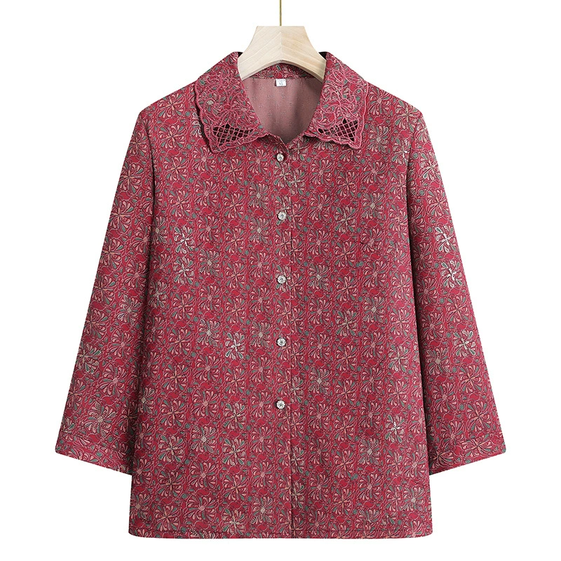 Весенне-летняя одежда для женщин среднего и пожилого возраста, новые бабушкины рубашки с рукавом три четверти, одежда для пожилых людей, модные женские топы для мам.