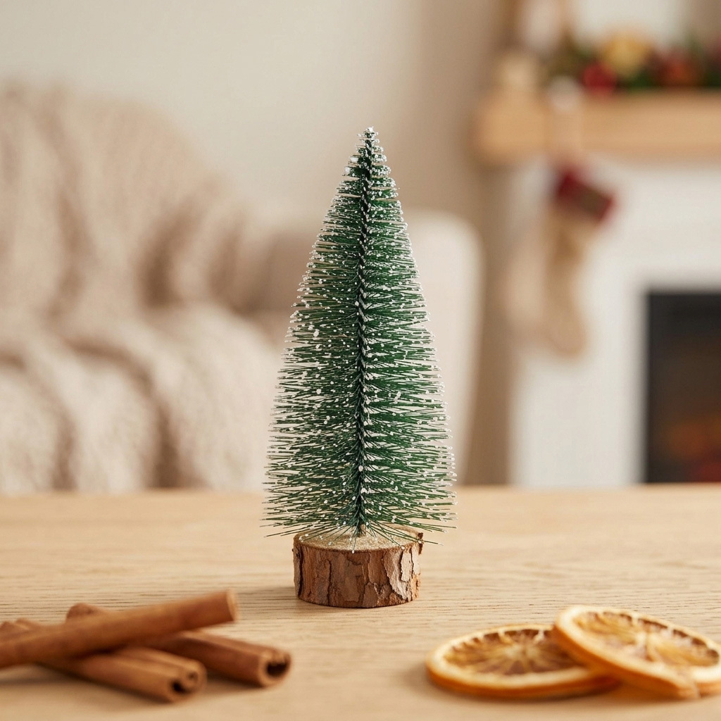 10 - 30cm mini pin pin árbol de Navidad decoración de escritorio decoración de Navidad pegajosa punto blanco flocado pequeño árbol de Navidad image 4