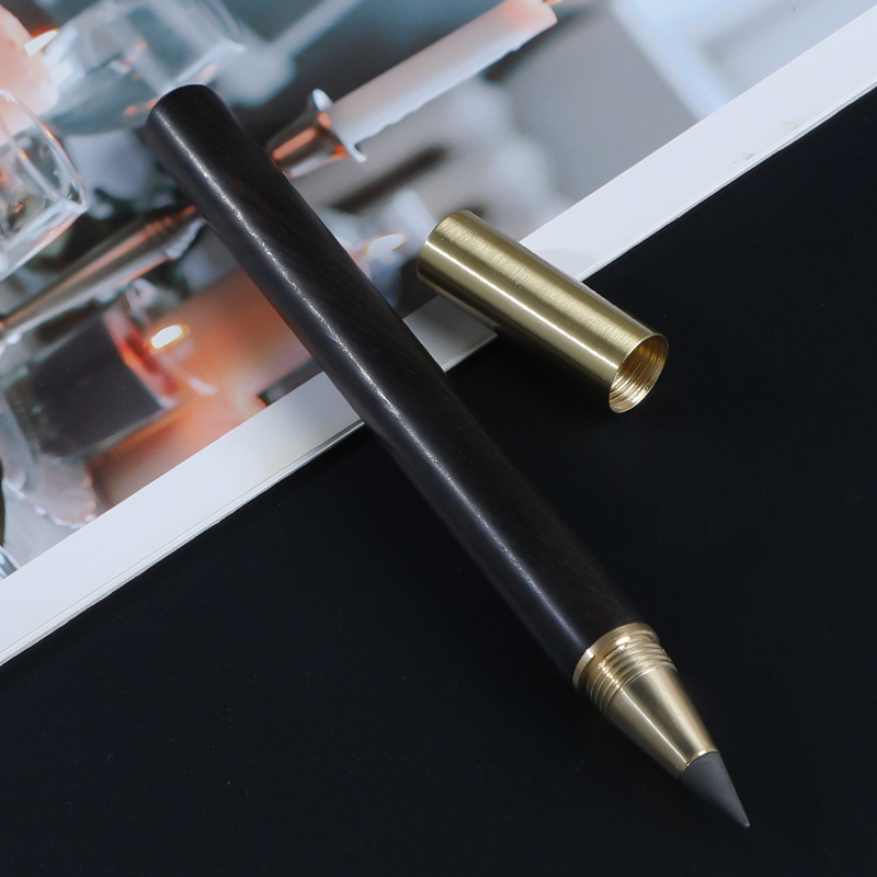 Lápiz eterno de madera que escribe el estudiante que afila borrable-La pintura sin lápiz no es fácil de romper y no puede terminar de escribir el logotipo imprimible del lápiz