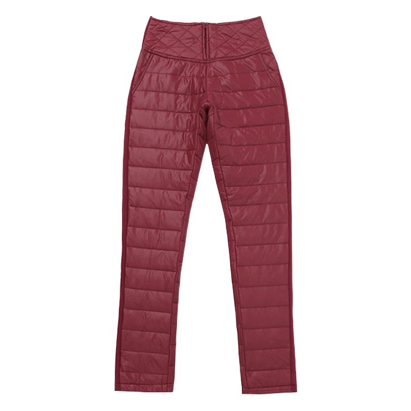 Cross-Border Winter High-Waisted Warm Double-Sided down Cotton Pants Large Size Thickened Velvet Women's Outer Wear Slimming Small-Leg Pants for Women