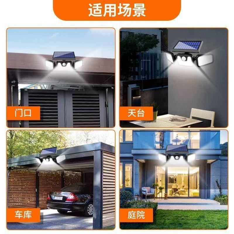 lámpara solar de pared de tres extremos lámpara de pared de jardín lámpara de pared de inducción del cuerpo humano lámpara de luz de larga duración lámpara de carretera al aire libre