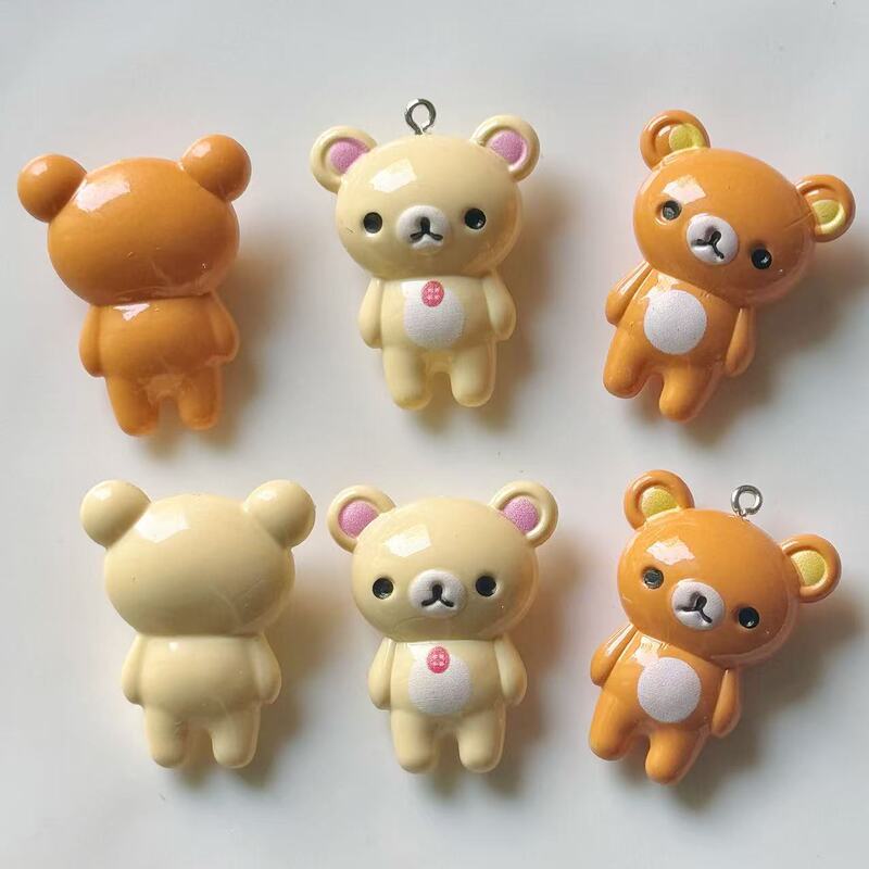 New three-dimensional rice coffee bear keychain accessories with sheep's eye DIY mobile phone chain hanging bag jewelry materials wholesale