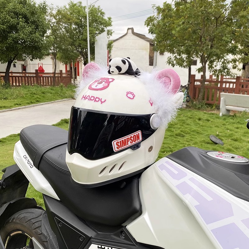 Plush Sheep Ear Decoration for Motorcycle/Electric Car Helmet