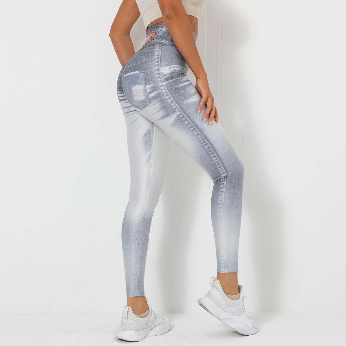 Casual Sport Style Printing Spandex Polyester Active Bottoms Leggings display Modeuse 6