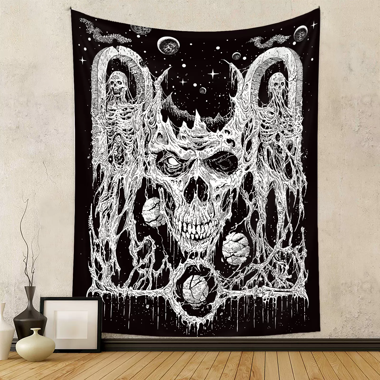 挂毯亚马逊跨境爆款外贸背景布ins风挂布房间装饰ins挂布骷髅挂毯