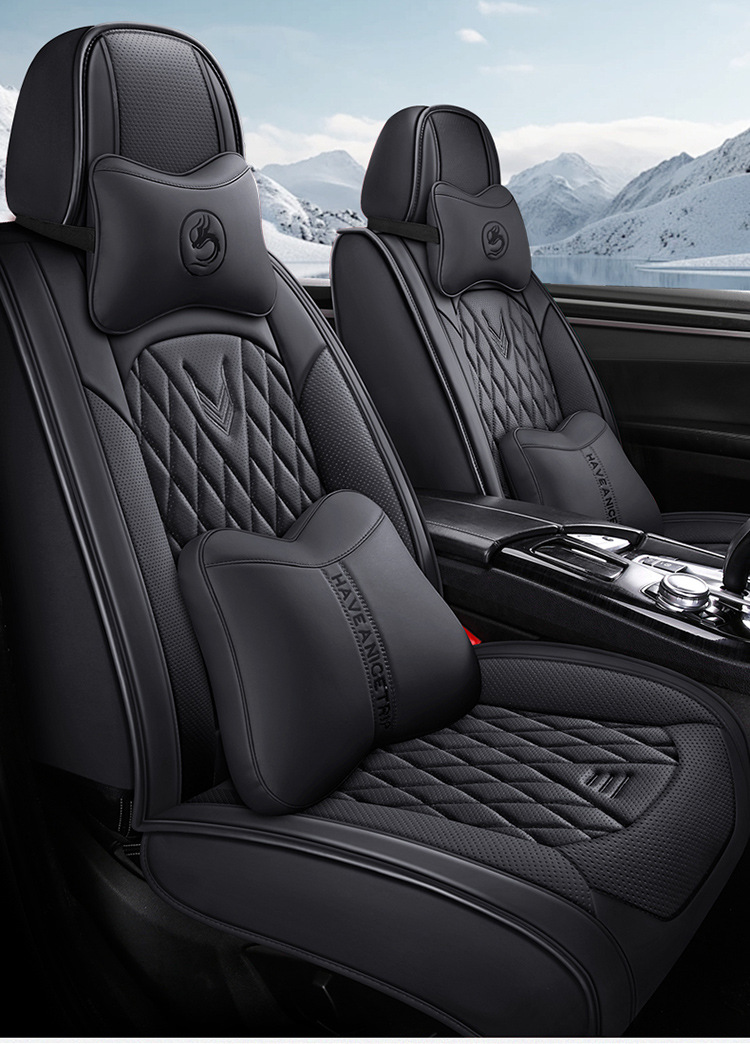 Car Seat Cushion, Waist Support, Wing Protection, Five-Seater Four-Season Cushion, All-Inclusive Seat Cover, Seat Cushion, Nappa Leather, Amazon Europe and America Cross-Border