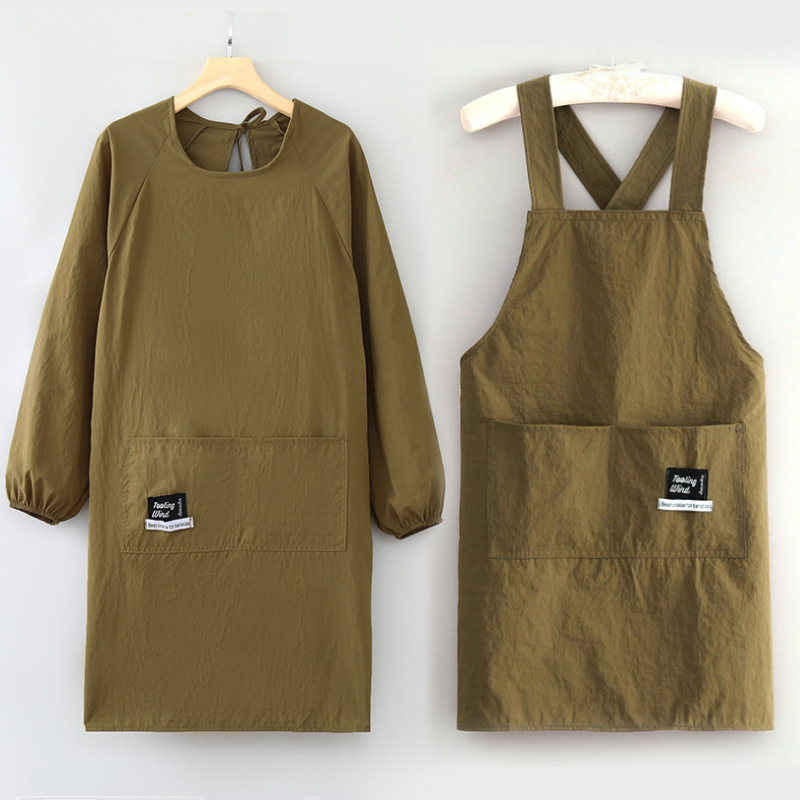 Waterproof Apron for Home Kitchen Anti-Fouling Long-Sleeved Apron New Stain-Resistant Printed Smock Adult Cooking Work Clothes for Women Waterproof Apron for Home Kitchen Anti-Fouling Long-Sleeved Apron New Stain-Resistant Printed Smock Adult Cooking Work Clothes for Women