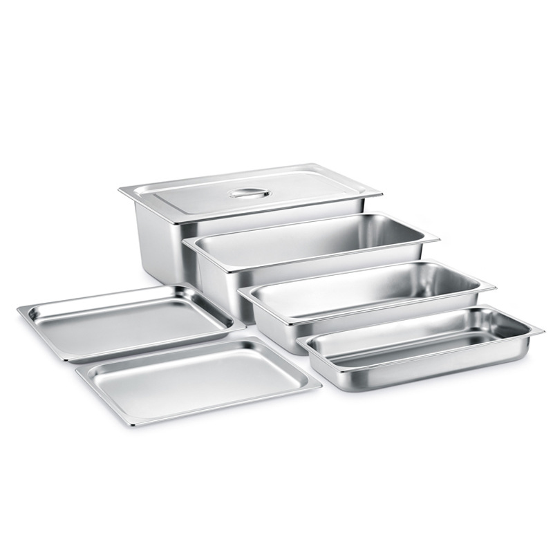 不锈钢份数盆 长方形食物盘带盖冰淇淋雪糕盒自助餐食堂打菜盆