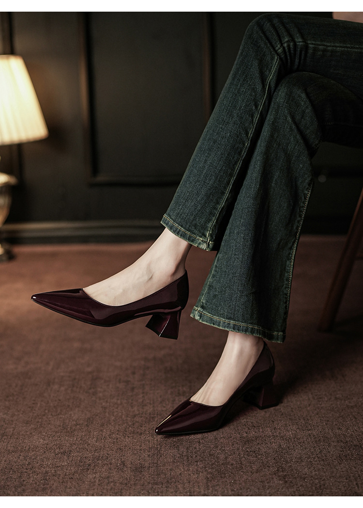 5001B Elegante High Heels für den Berufsalltag, weiche Sohle, Lederschuhe, Blockabsatz, für Damen_voghion.com