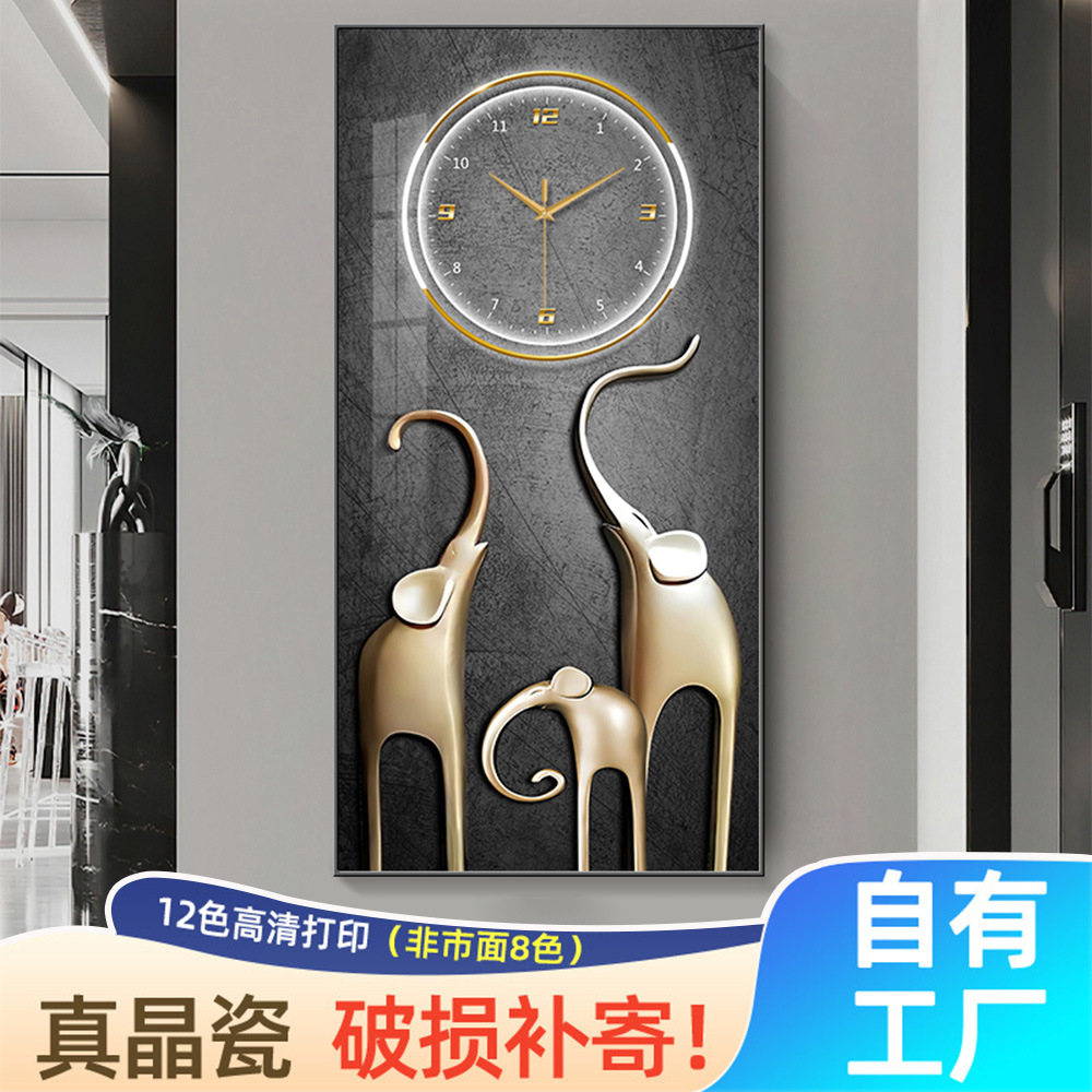 Lucky Elephant Ruyi reloj colgante pintura sala de estar pintura decorativa restaurante de moda pasillo mural pared colgante reloj pintura