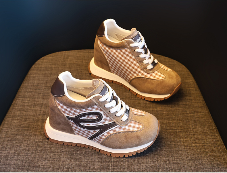 Giày sneaker nữ đế dày tăng chiều cao, phong cách thể thao giải trí — màu đen chi tiết 5
