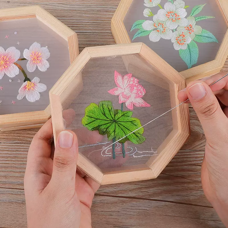 北欧风格刺绣材料包适合初学者自绣丝带绣花古风摆件苏绣品