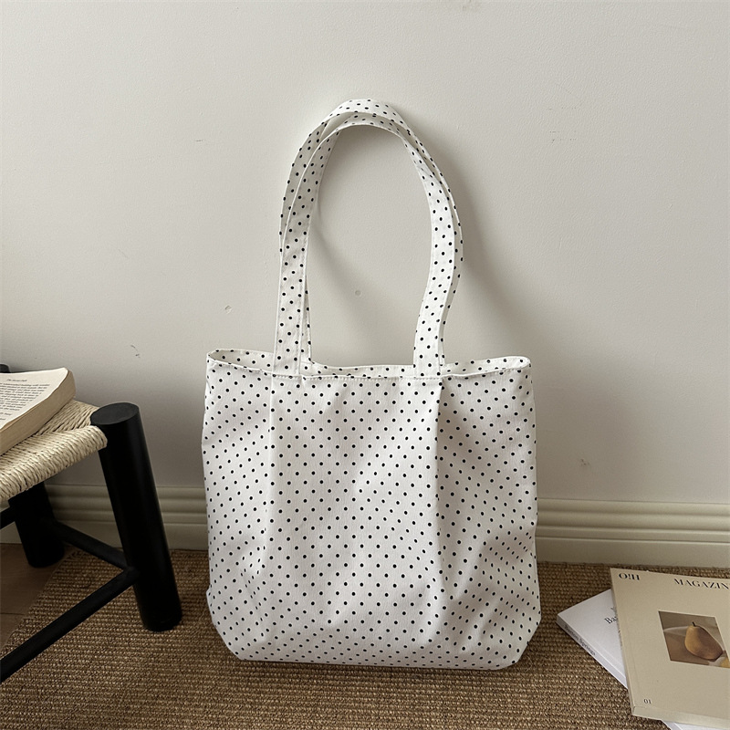 Koreanische Reisetasche mit Sternen- und Punktmuster, lässige Stofftasche, Handtasche, umweltfreundliche Einkaufstasche_voghion.com