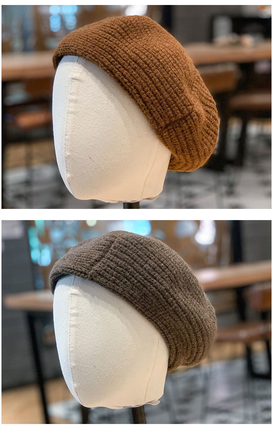 Nova moda boina feminina britânica outono/inverno coreano versátil chapéu quente_voghion.com