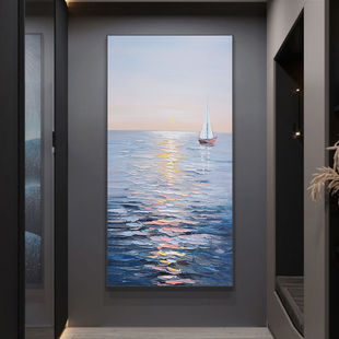 Vatymon Original Hand-Painted Oil Painting, Smooth Sailing, Good Meaning, Hanging Painting, Entrance Hall Decorative Painting, Modern Hanging Painting