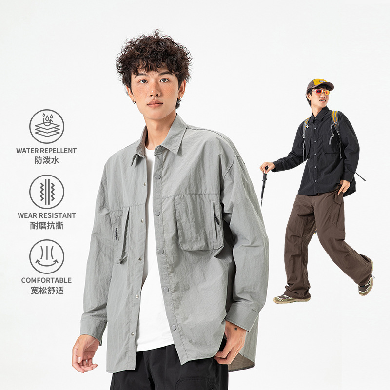 Izexx Trendy Outdoor Mountaineering Waterproof Long-Sleeved Shirt for Men and Women, Lightweight Windproof and Wear-Resistant Work Shirt