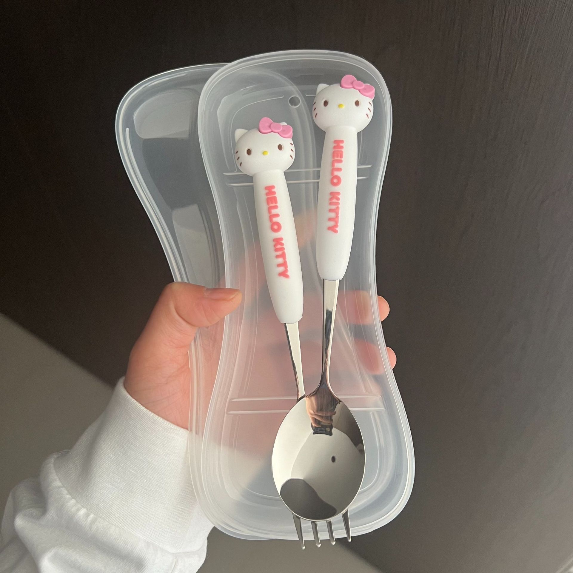 PVC 헬로키티 스푼과 포크 투명 상자