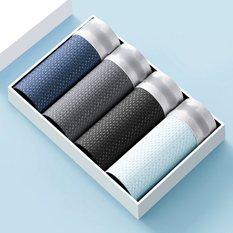 아이스 실크 얇은 허니컴 메쉬 통기성 남성 속옷 항균 반바지 여름 남성용 중간 허리 높이