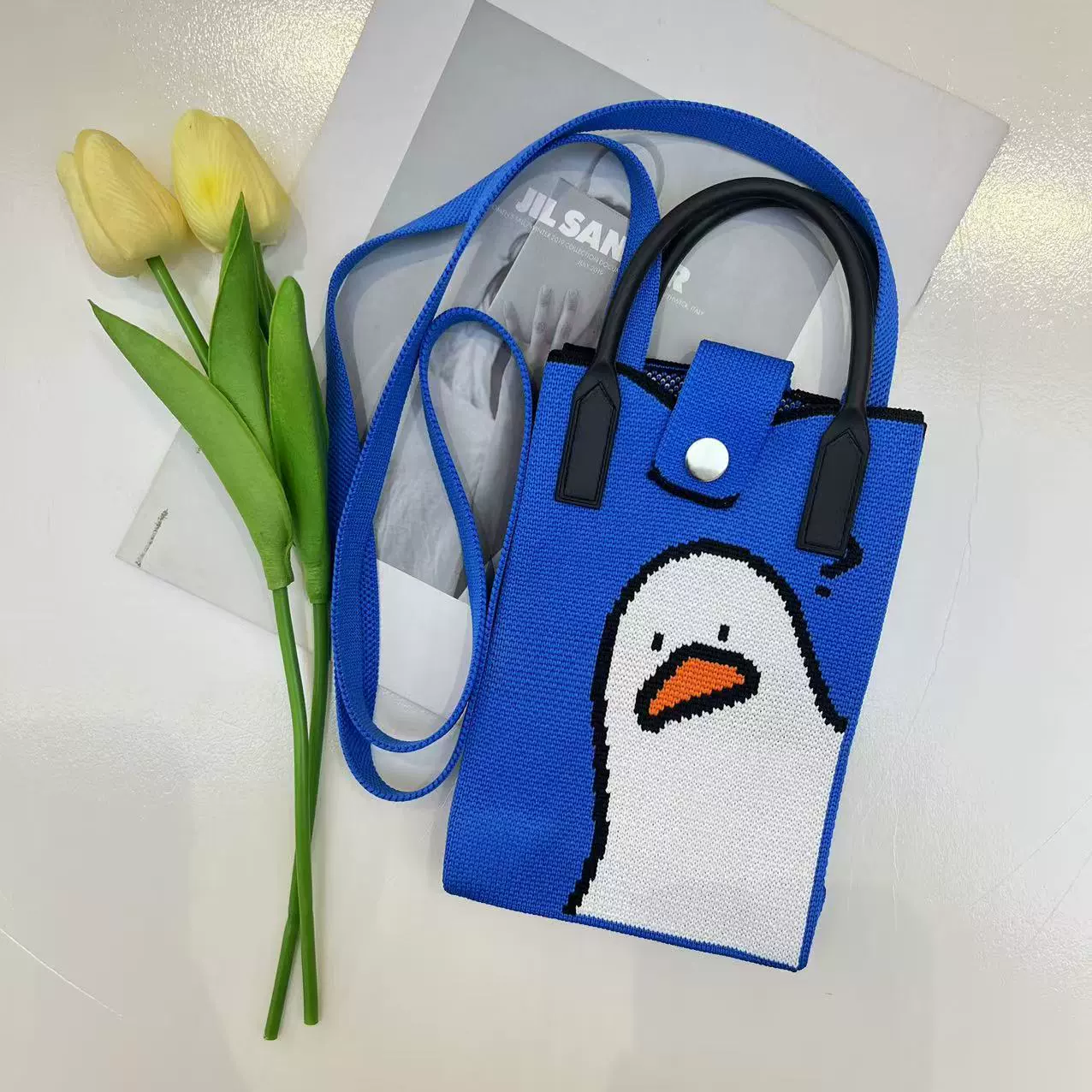 One-shoulder bag, wallet, knitted cute universal cartoon shoulder bag, Korean style