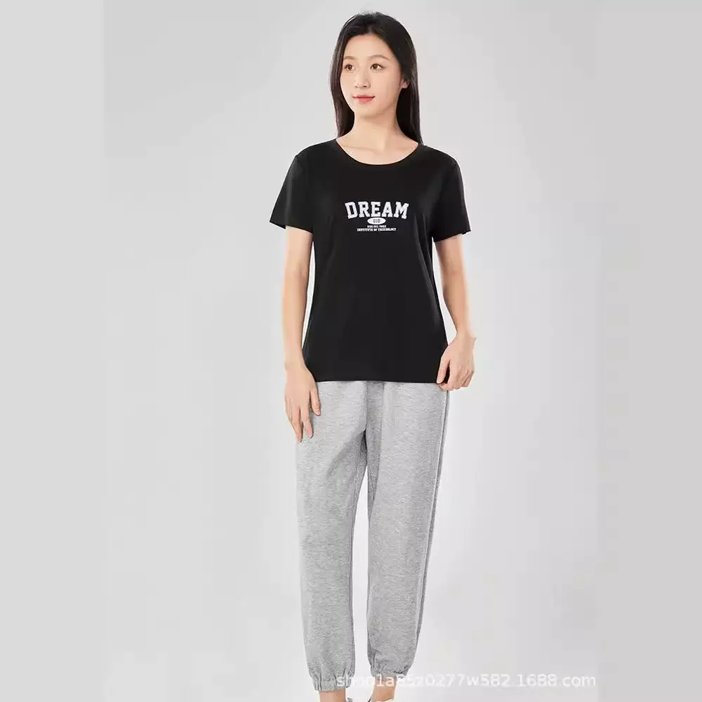 新款索罗纳短袖女装冰感t恤文化衫广告衫宽松圆领工服字母印批发