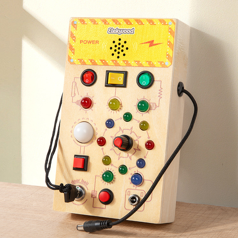 Tablero de actividades infantil transfronterizo de madera con interruptor LED y juego de destornilladores - Juguete de aprendizaje temprano Montessori