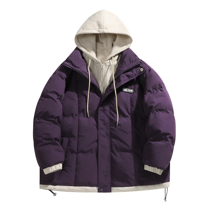 Chaqueta acolchada de algodón para hombres Otoño e Invierno forrada de lana engrosada marca de moda Chaqueta acolchada de algodón para jóvenes Estudiante de secundaria falso Abrigo acolchado de algodón de dos piezas