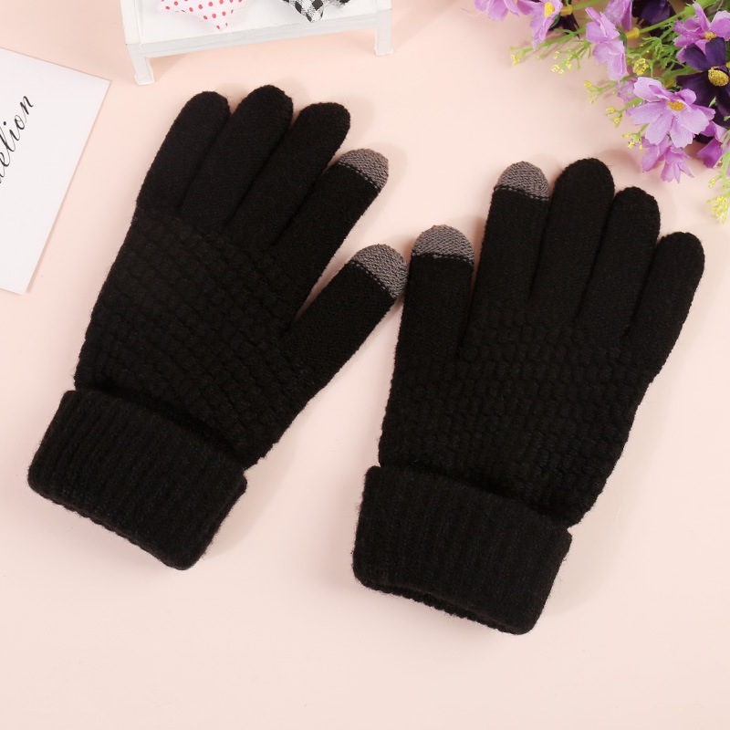 Guantes de pantalla táctil de Cachemira para mujeres otoño e invierno cálido a prueba de frío forro de lana engrosada nuevo sub-Dedo de punto Ciclismo Hombres al por mayor