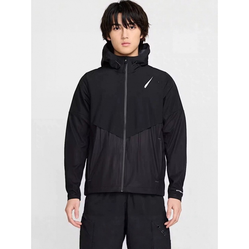 Spring and Autumn Sports Windbreaker Jacket for Men, Lightweight Windproof Thin Top for Running Training, Quick-Dry Hooded Outdoor Wear