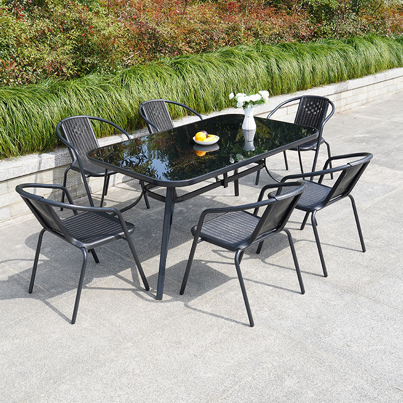 Outdoor table and chairs, open courtyard balcony small table waterproof rattan chair leisure milk tea shop outdoor tea table chair set