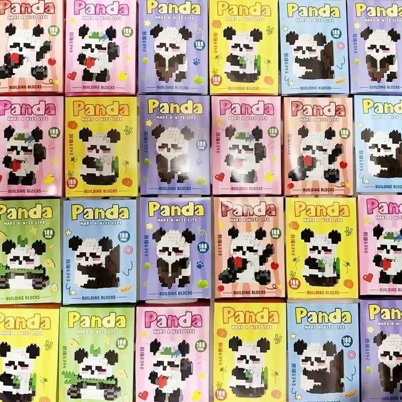 2025 nuevo estilo chino panda bloques de construcción linda muñeca de dibujos animados estudiante niño rompecabezas hecho a mano rompecabezas