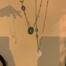 新中式风 玉石平安扣项链2024年新款女小众设计感锁骨链 网红颈链