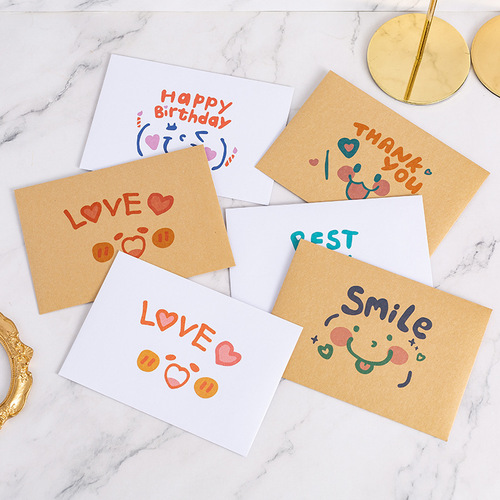 ins Japanese and Korean simple romantic cute cartoon expression letter paper set love letter kraft white paper letterhead