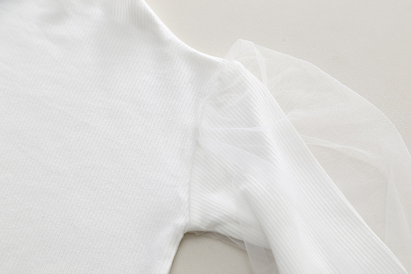 Kid's Clothing Autumn children's clothing solid color half turtleneck bottoming shirt denim wide leg pants suspenders small bag cute girls 2 pieces_voghion.com