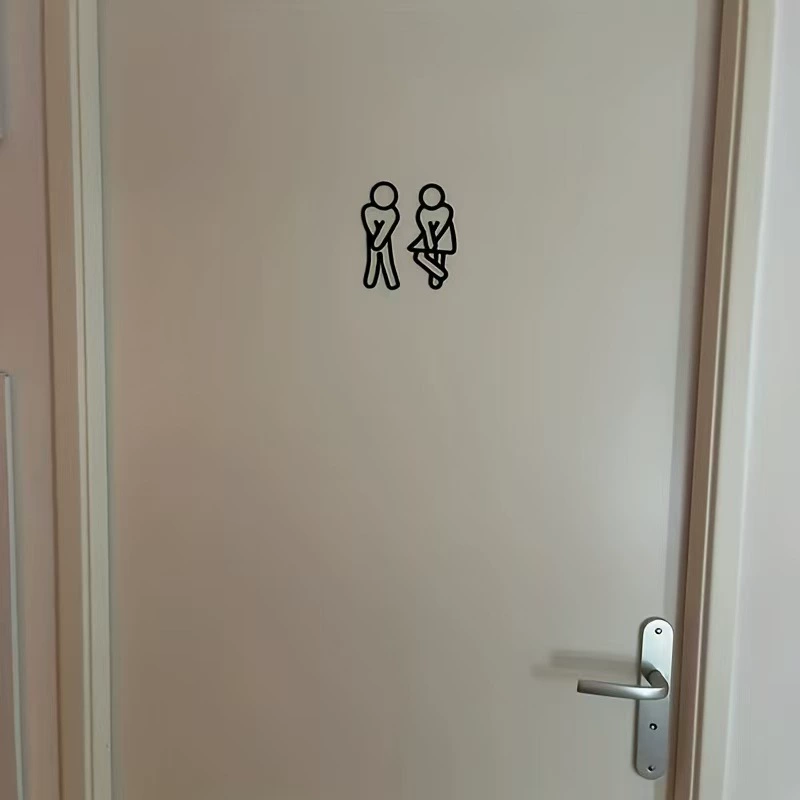 2D Flat, Fun Bathroom Signs - Мужские и женские знаки туалета - Украшения дверей туалета