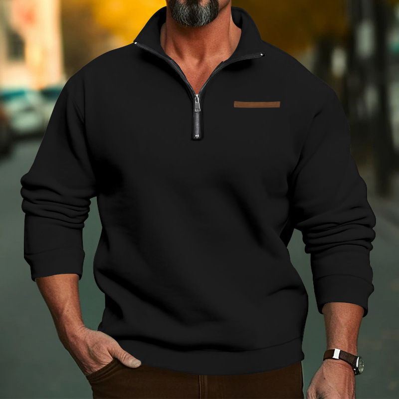 Men's Sweatshirt With Stand Collar And Half Zipper For Winter_voghion.com