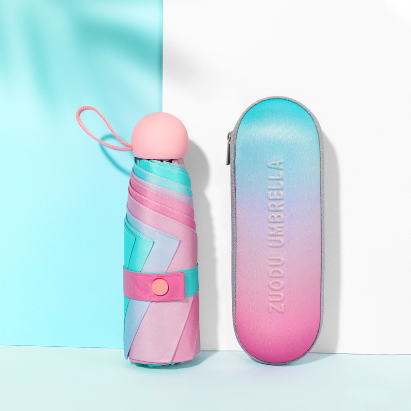 左都渐变遮阳伞太阳伞防晒防紫外线女雨伞学生折叠晴雨两用五折伞|ms