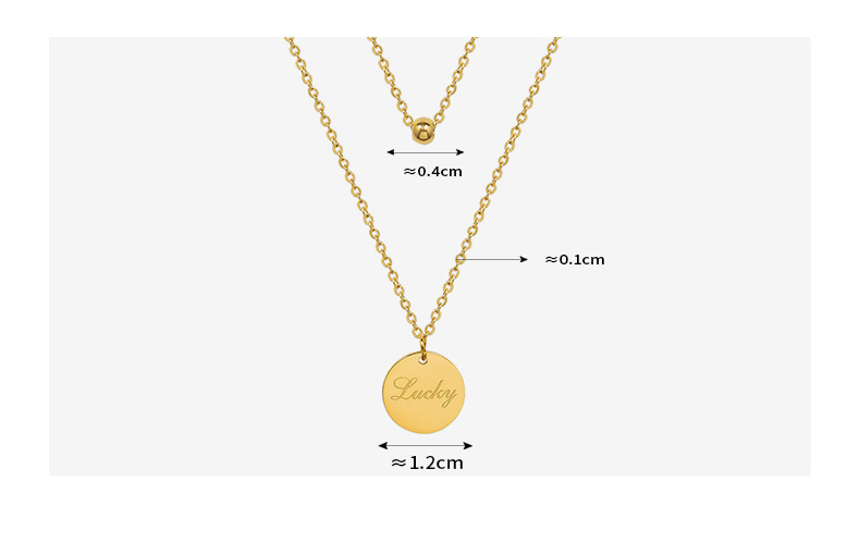 European And American New Luckey Round Brand Titanium Steel 18k Real Gold Plated Necklace Wholesale display picture 1