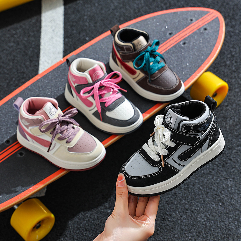 Little Yellow Duck Boys' Shoes 2025 Spring and Autumn New Children's Shoes High-Top Boys' Sports Shoes Medium and Large Children's Casual Shoes