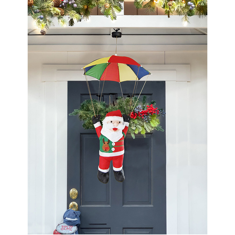 Nuevos productos transfronterizos paracaídas Santa Claus decoración supermercado de Navidad decoración paracaídas para el hogar Santa Claus