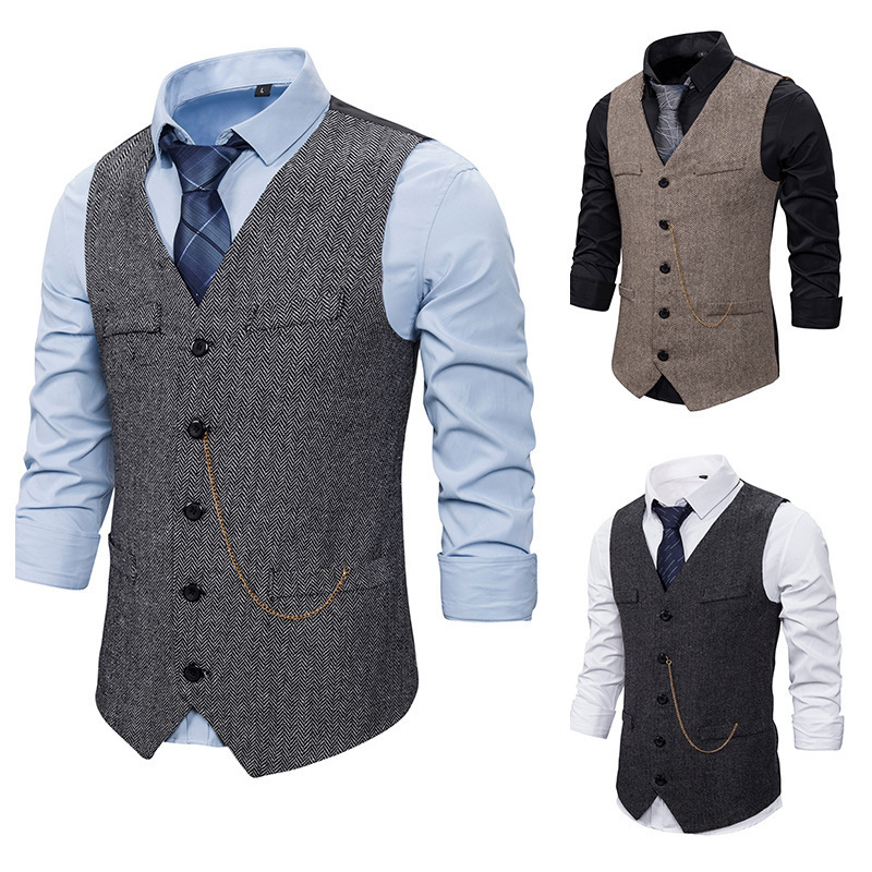 Gatsby 1920 Amazon European Size Single-Breasted Men's Casual Vest Foreign Trade Zipper Suit Retro Vest