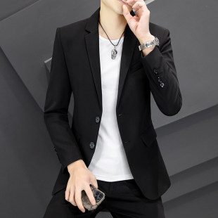 Notched Lapel Suit Jacket Men's Spring and Autumn New Trendy Brand Simple Suit Men's Spring Style Handsome Casual Top