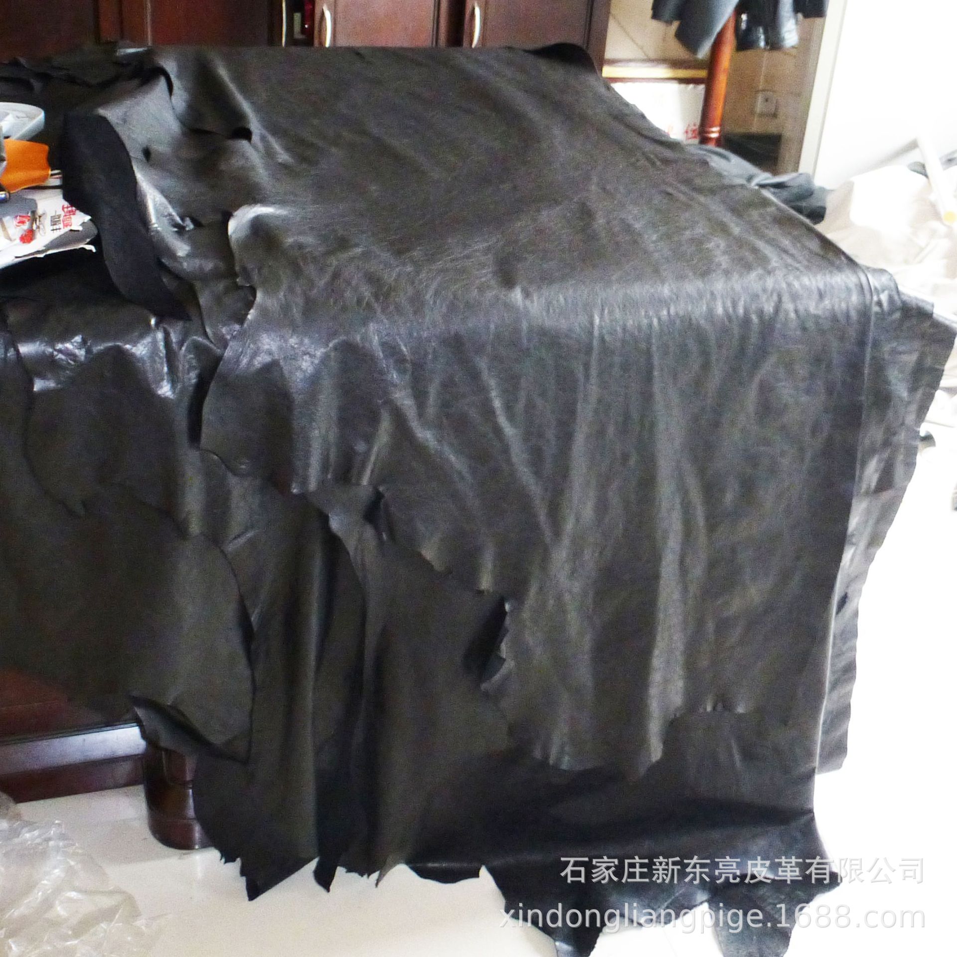 全粒面整张头层油蜡褶纹碎纹真皮皮料 黄牛服装牛皮 超薄牛皮