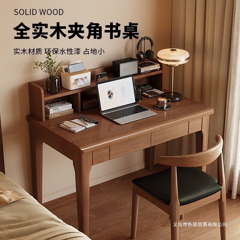 Solid Wood Desk for Students, Home Use with Integrated Bookshelf, Writing Desk, Simple Computer Desk for Study Room, Bedroom Bedside Study Table Solid Wood Desk for Students, Home Use with Integrated Bookshelf, Writing Desk, Simple Computer Desk for Study Room, Bedroom Bedside Study Table