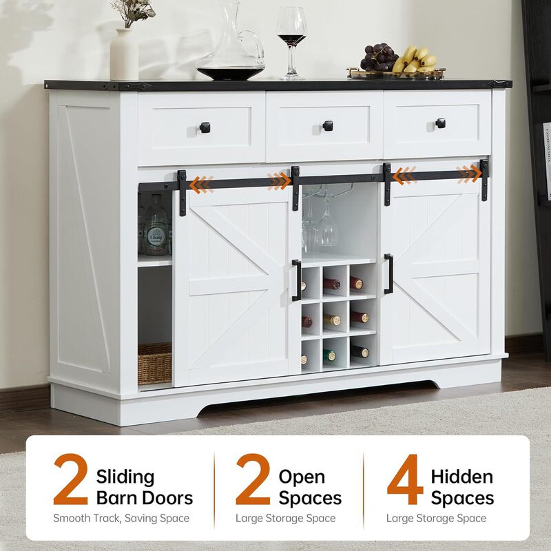 Cross-Border Restaurant Furniture Storage Cabinet Panel Structure Sideboard Barn Door Wine Cabinet Storage Cabinet with Drawers