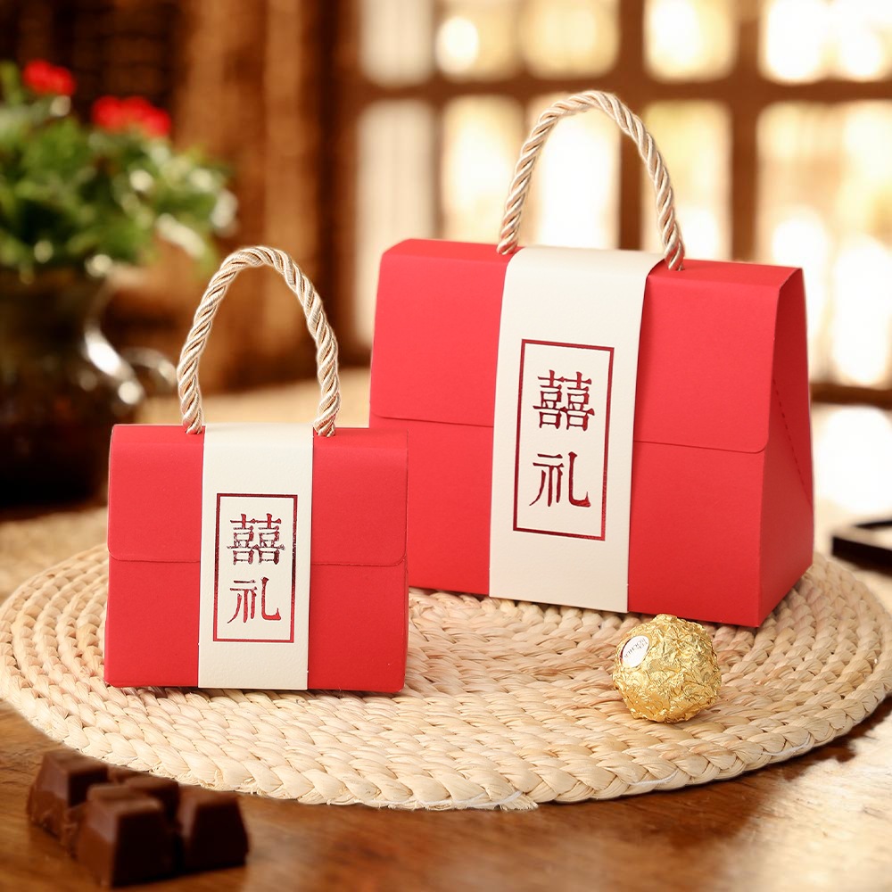 婚礼喜糖盒子中式手提糖果伴手礼盒结婚订婚高级感喜糖盒厂家批发