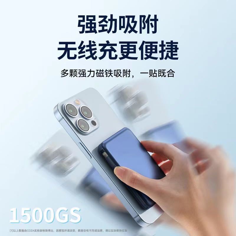 Nuevo banco de energía magnético inalámbrico al por mayor auto-cableado PD20W carga rápida 10000 mA mini fuente de alimentación móvil