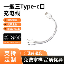 20cm面条快充充电线三线合一安卓苹果type-c手机数据线