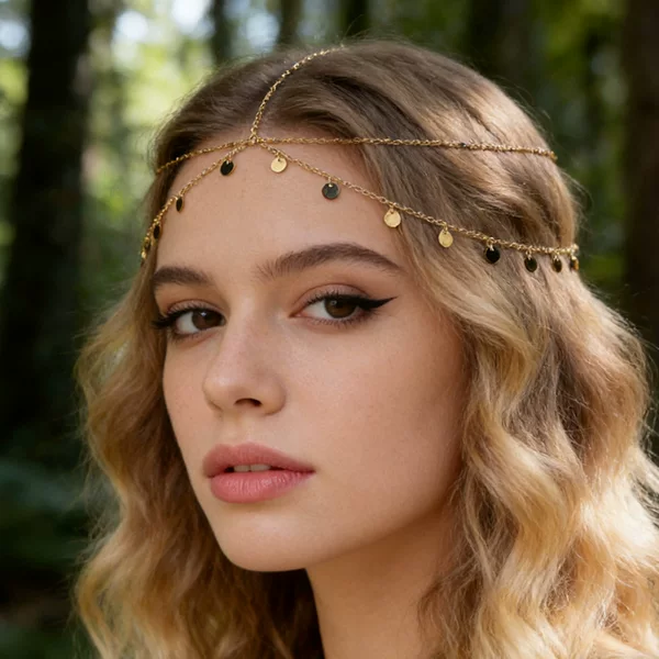 Retro Ethnic Style Metal Chain Hair Chain, Fashionable and Versatile Design, Multi-Layered Tassel Headpiece, Stage Party Accessory