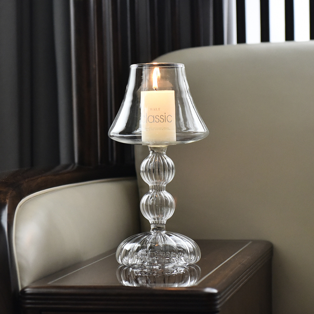 Lámpara de escritorio de lujo ligera europea modelado candelabros de vidrio decoración de mesa de comedor casera props de disparo de boda candelabros retro