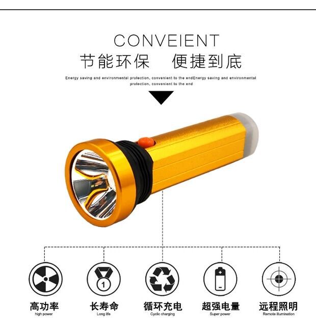 Wholesale LED high-brightness flashlight, rechargeable, multi-purpose, long-range, portable, ultra-bright, small mini tail light for home use and camping